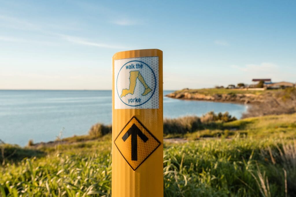 Walk the Yorke - walking trail signpost. Coobowie, York Peninsula.